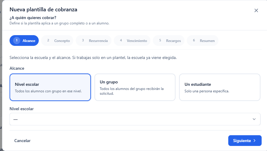 Plantilla de cobranza en EduPilot